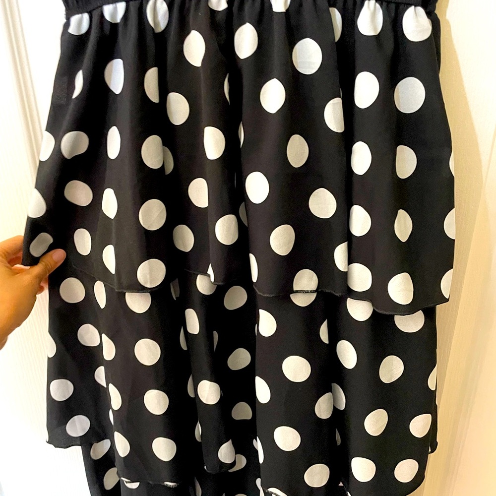 Lovely black white polka dot dress- maternity friendly-M